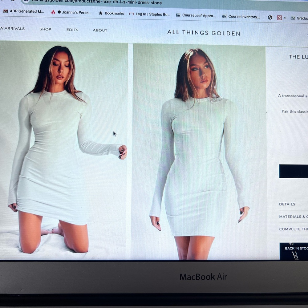 ALL THINGS GOLDEN Stone Ribbed Long Sleeve Bodycon Dress